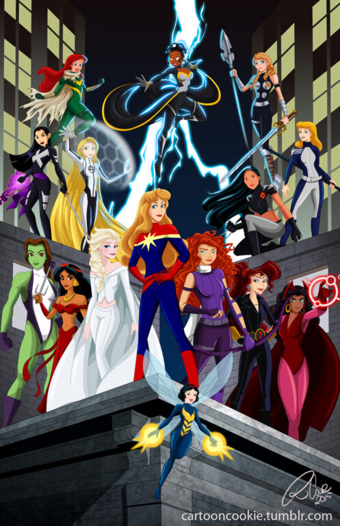 Cool Mash-Up of Disney Princesses with Marvel Heroes!