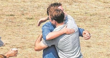 Steve Rogers and Baron Zemo Hug it out on Set of Captain America: Civil War