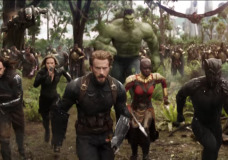 A screengrab from the trailer of Marvel Studios' Avengers: Infinity War, featuring Steve Rogers/Captain America leading heroes into battle.