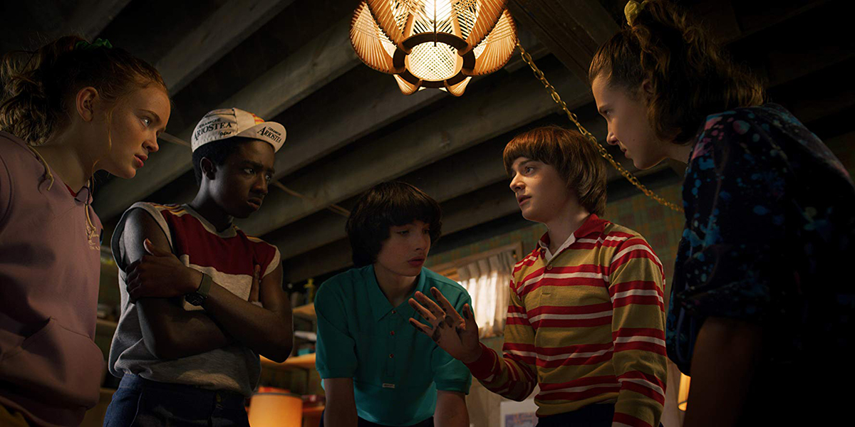Max, Lucas, Will, Mike and Eleven put their heads together in the fourth episode of Stranger Things Season Three