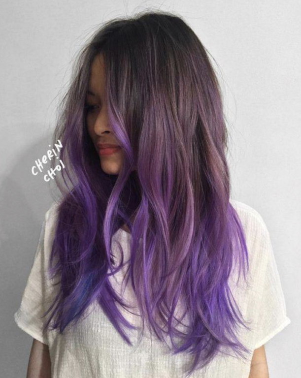 Beautiful Lavender and Purple Hair Colors in Ombre and Balayage