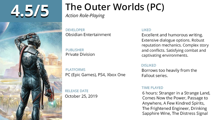 Review: The Outer Worlds - Hardcore Gamer