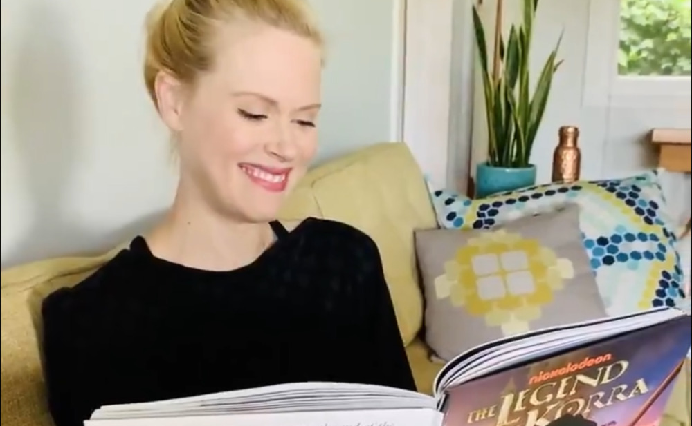 Janet Varney (voice actor for Avatar Korra) reading The Legend of Korra: The Art of the Animated Series.