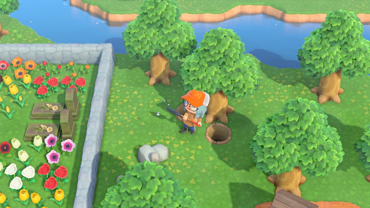I hit the rock next to my memory garden in ACNH.