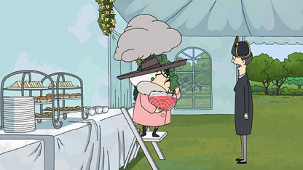 Bitsy (voiced by Stanley Tucci) and Helen (voiced by Daveed Diggs) in Central Park.