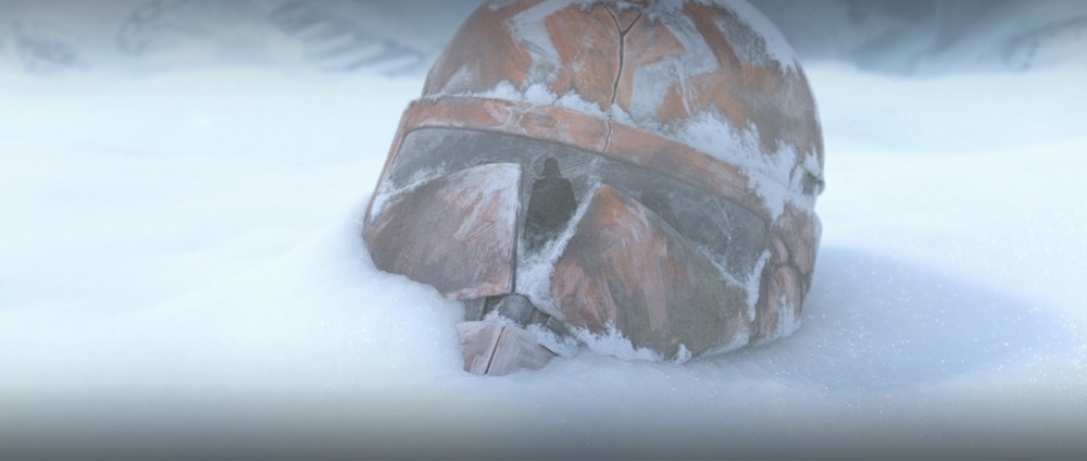 Darth Vader in the visor of a Clone Trooper helmet