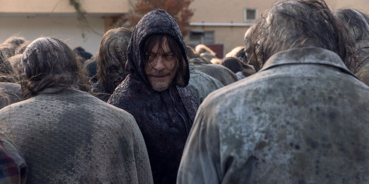Daryl among the Walkers in The Walking Dead season 10 finale
