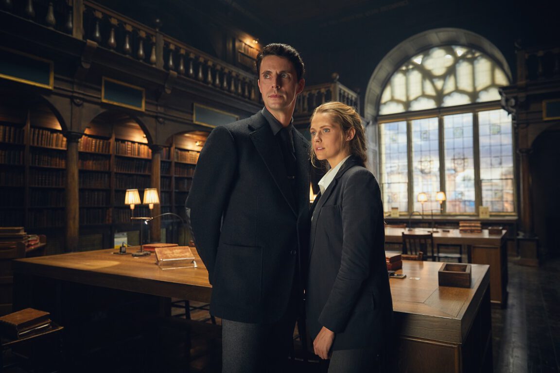 Still of Matthew Goode and Teresa Palmer in Season One of A Discovery of Witches.