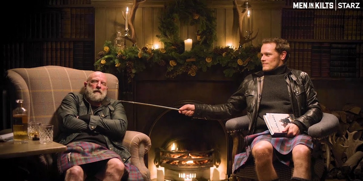 Graham McTavish and Sam Heughan in Men in Kilts yule log.
