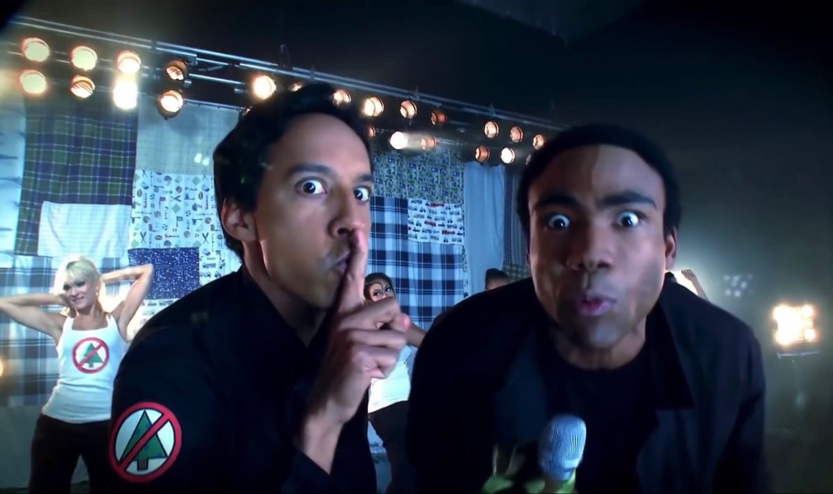 Still of Danny Pudi and Donald Glover in Community.
