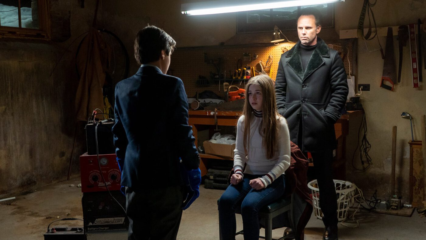 Chance Hurstfield, Ellison Butler, Walton Goggins in Fatman