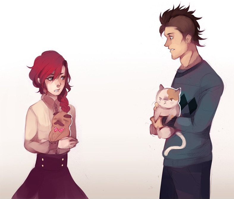 Adilene with her dog Teacup and Mihai and his cat Muffins from Socializing101, one of this week's Saturday Morning Webtoon.