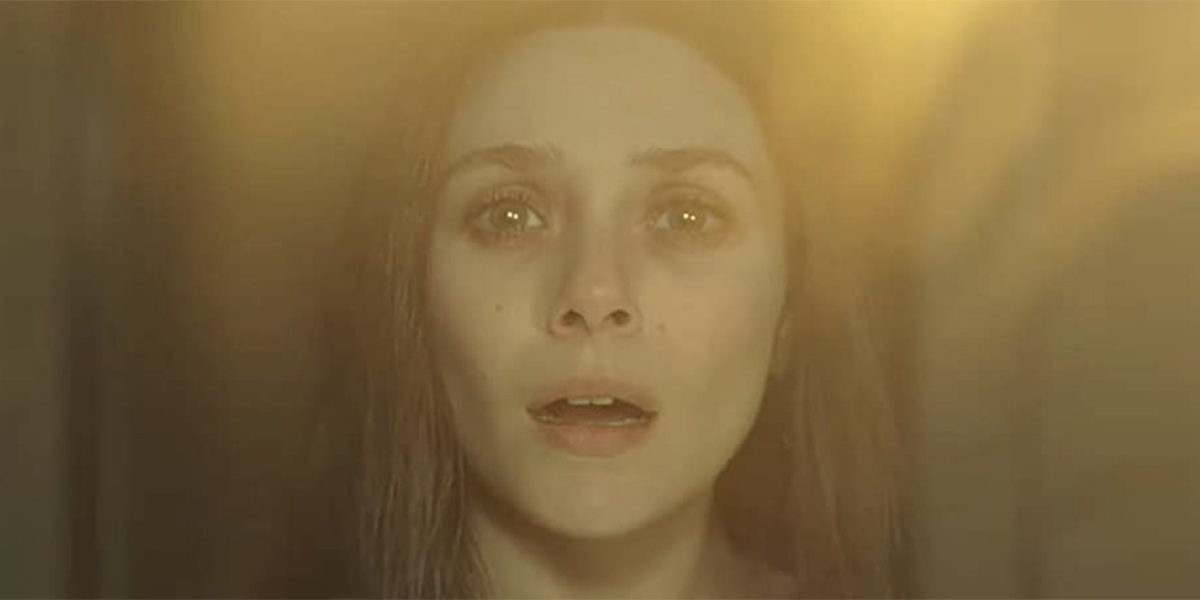 Wanda Maximoff looks into the camera on the 8th episode of WandaVision
