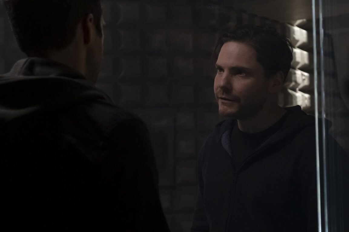 Still of Sebastian Stan and Daniel Bruhl in The Falcon and the Winter Soldier episode "Power Broker."