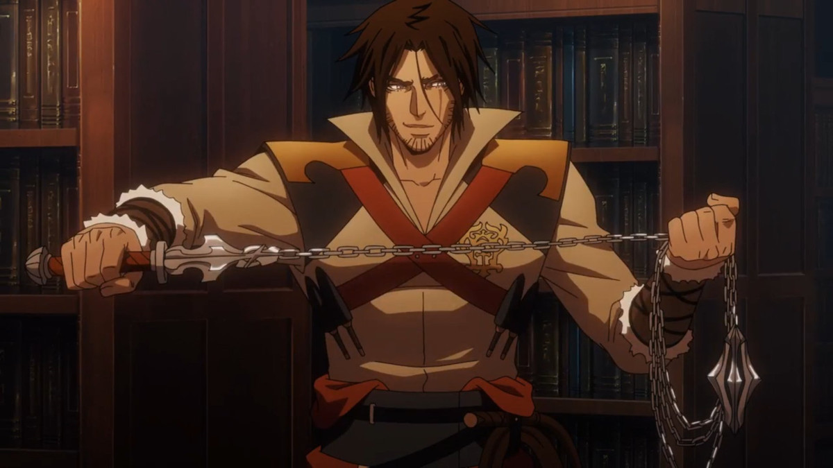 Trevor brandishing his whip in Castlevania.
