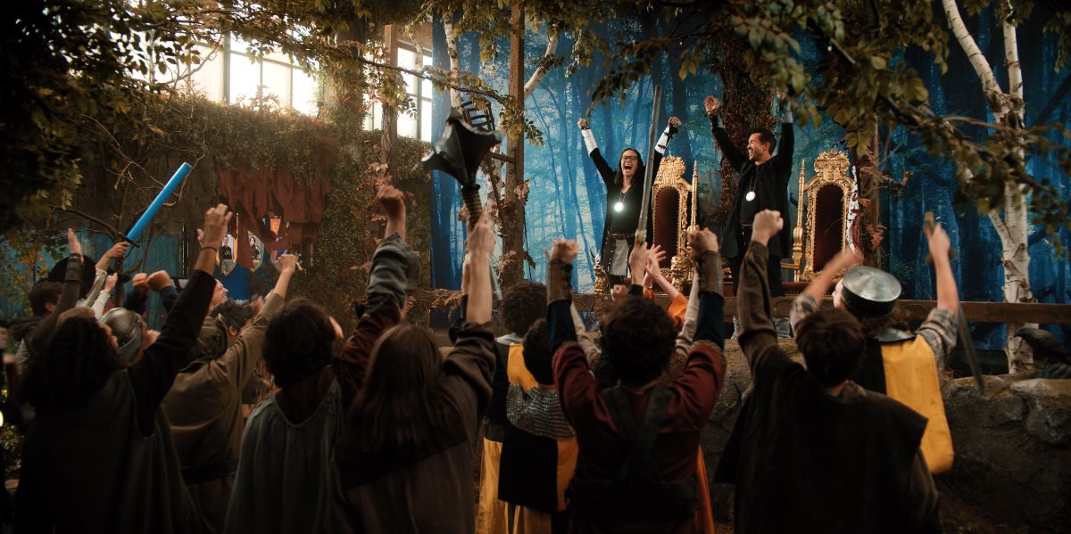 Still of Charlotte Nicdao and Rob McElhenney in Mythic Quest episode "Everlight."