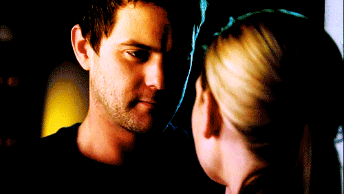 Gif of Olivia and Peter near kiss
