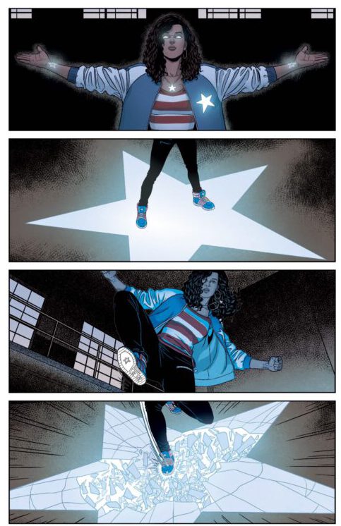 America Chavez punching a star shaped hole into another dimension