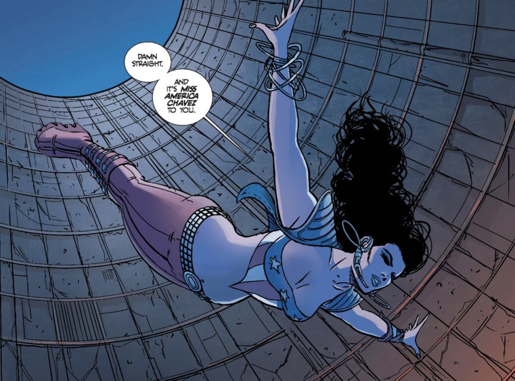 panel showing America Chavez from Marvel