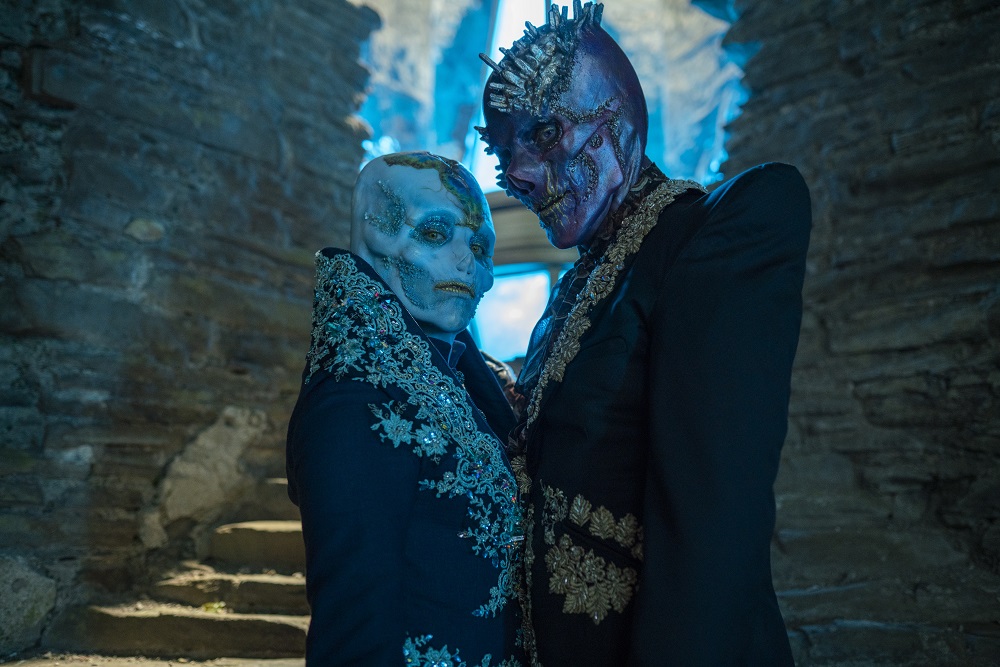 Still of Azure and Swarm in Doctor Who Season 13 Episode 6 The Vanquishers