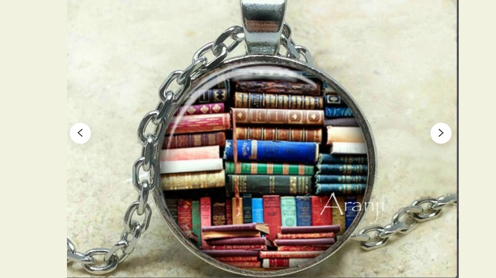 booklover gift guide: pendant filled with miniature books