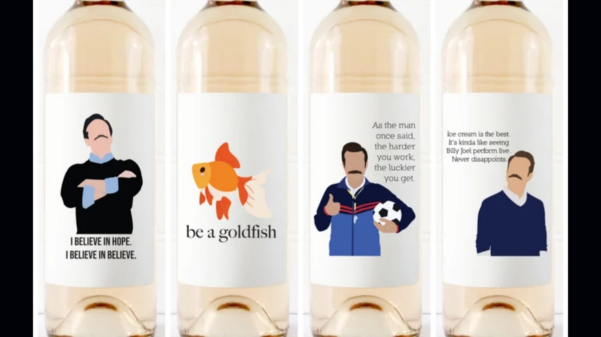 Ted Lasso wine labels on Etsy