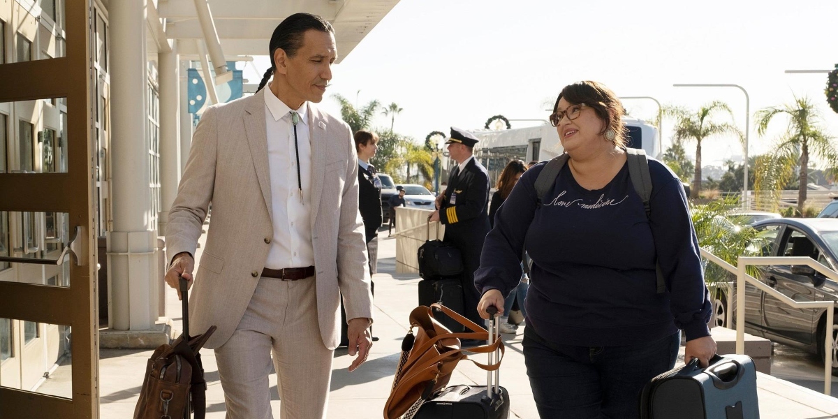 Michael Greyeyes and Jana Schmieding in Rutherford Falls