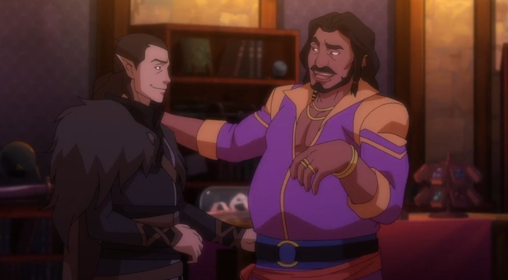 Vax (Liam O'Brien) and Gilmore (Sunil Malhotra) in The Legend of Vox Machina.