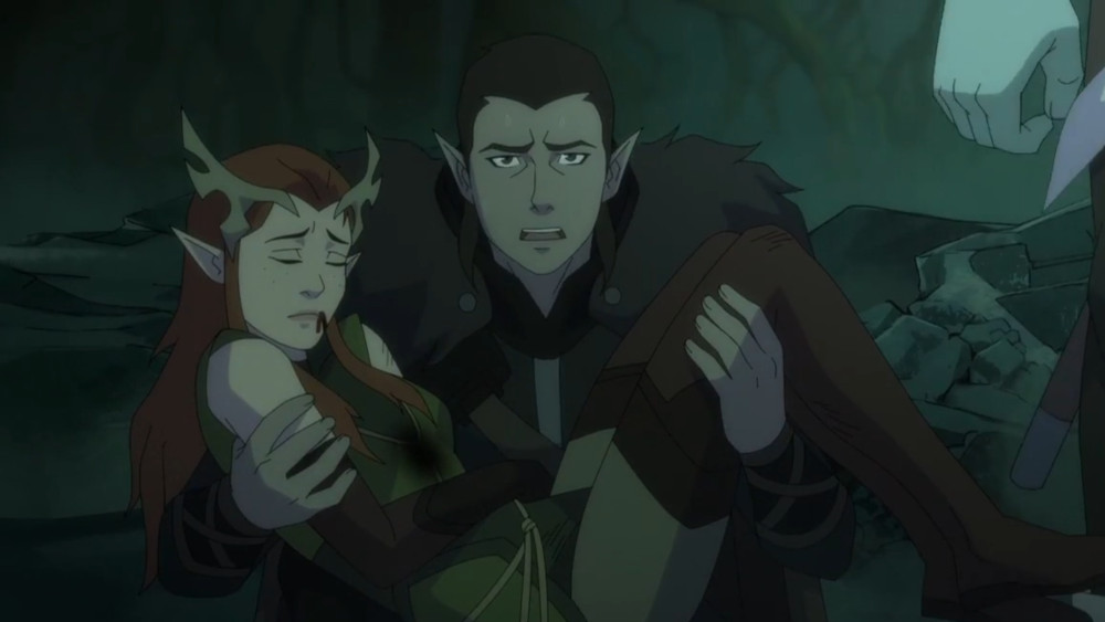 Keyleth (Marisha Ray) and Vax (Liam O'Brien) in The Legend of Vox Machina.