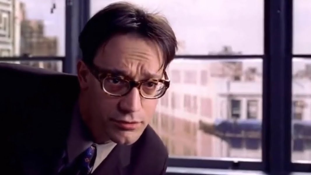 J Jonah Jamison's assistant Ted Hoffman scrunching his forehead in Sam Raimi's Spider-Man films