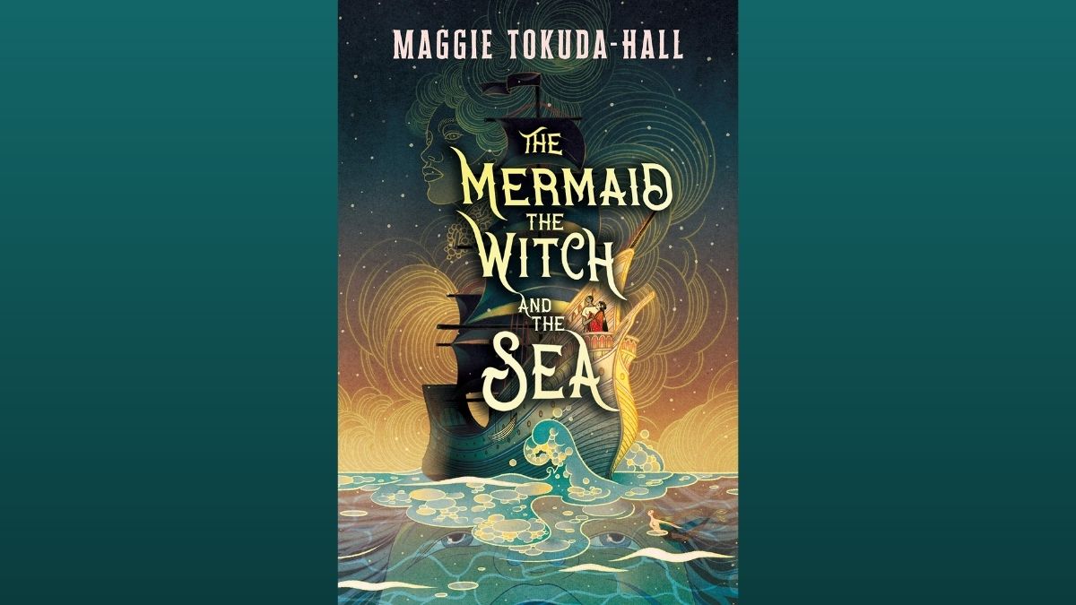 The Mermaid the witch and the sea cover- ship set against starry night over face in the water