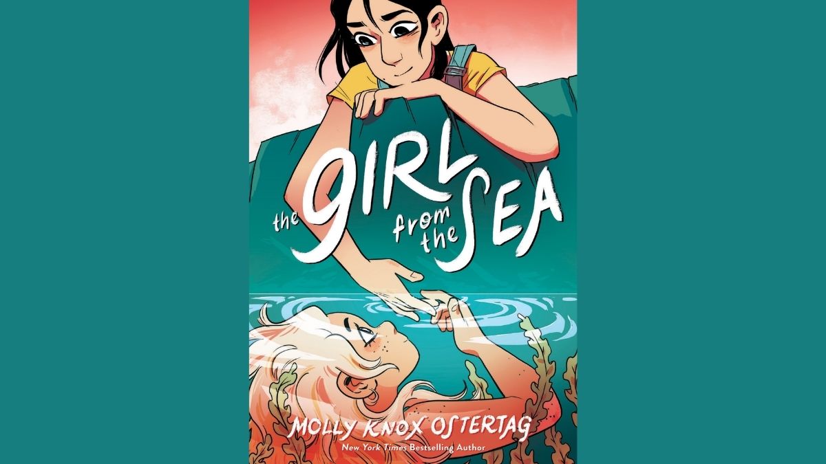 The girl from the sea cover- Morgan touching fingers with selkie in the water