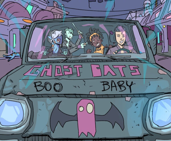 The Ghost Bats piled into their car heading off to the Battle of the Bands.