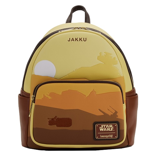 The Jakku landscape with a glider flying by on a backpack.