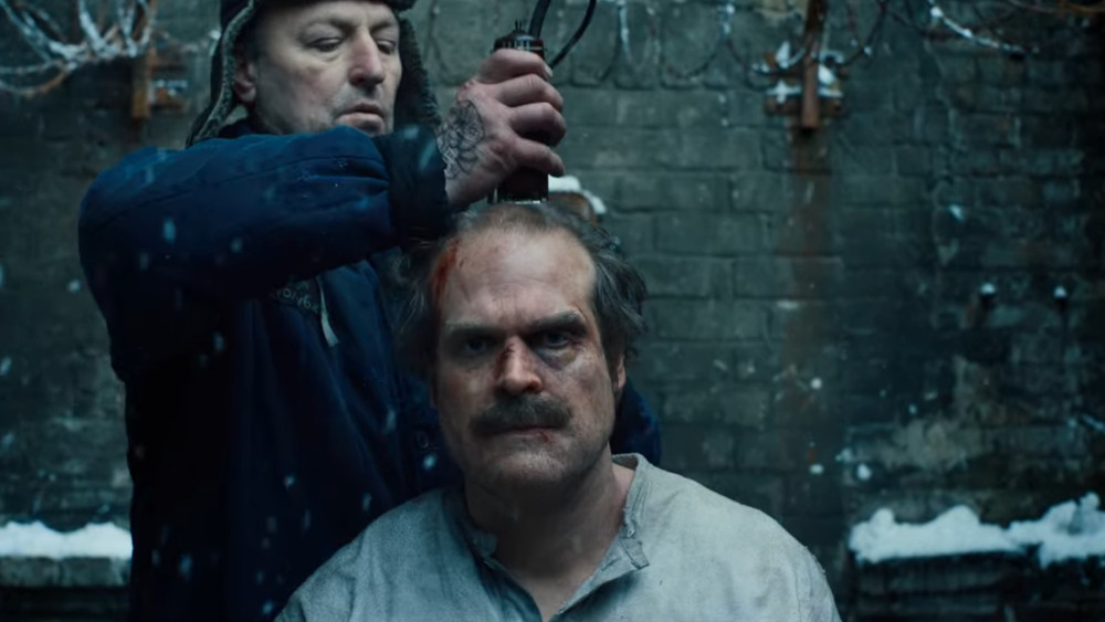 Hopper getting his head shaved at the Russian Prison.