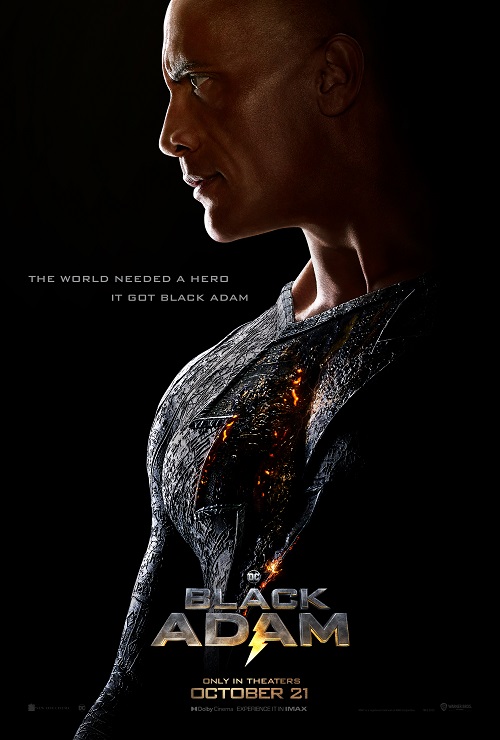 A shot of Black Adam's profile with a black background for the movie's official poster.