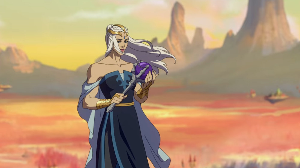 Evil-lyn saying goodbye to her mace before heading off into the sunset.