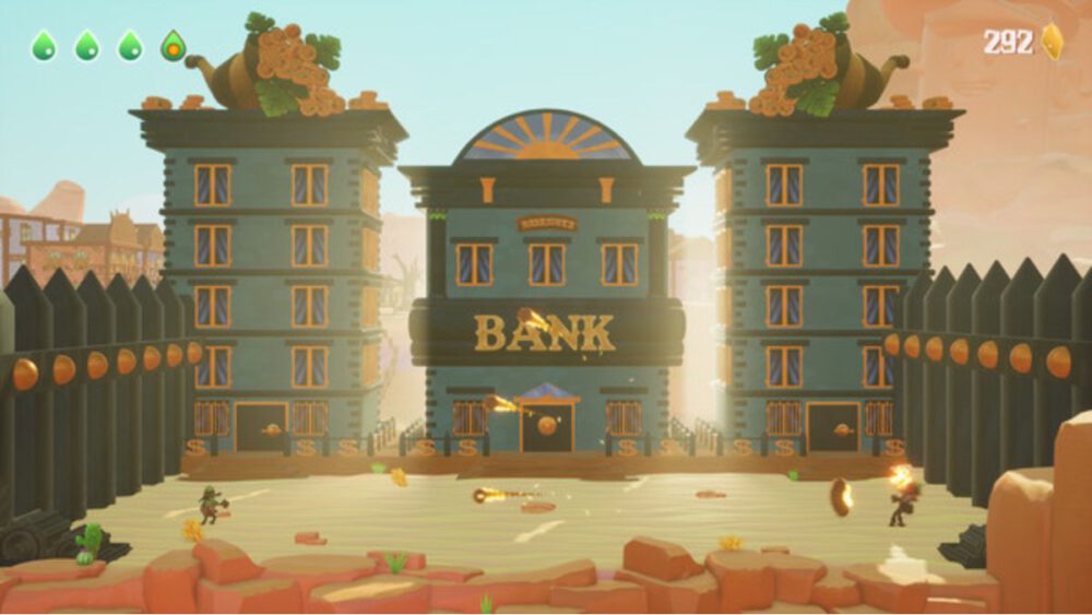 Old western town with bank