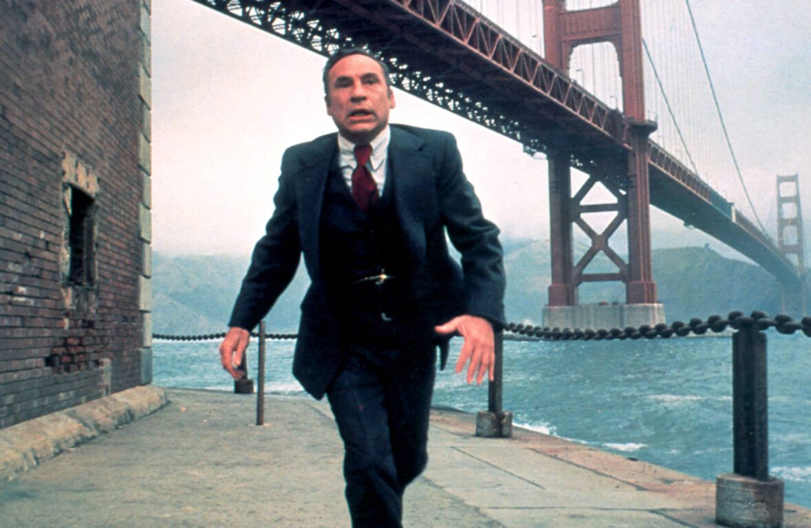 Mel Brooks runs from the bad guy in High Anxiety.
