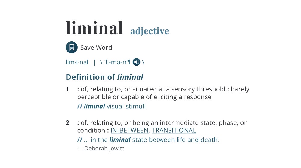 The Merriam-Webster definition of the word "liminal."