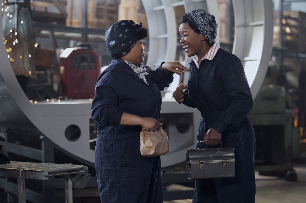 Clance Morgan and Max Chapman go to work at the screw factory on A League of Their Own Season 1 Episode 4 "Switch Hitter."