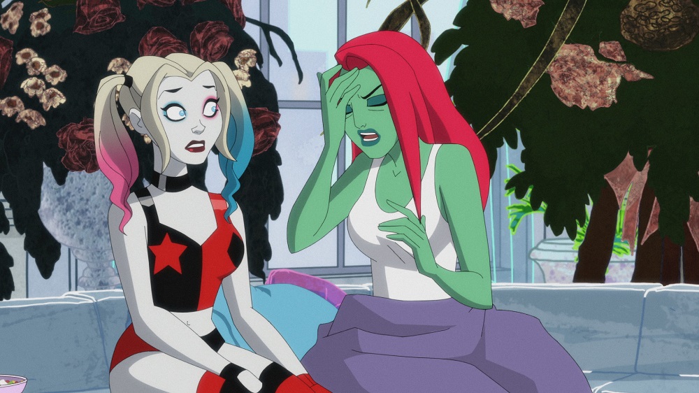 Harley tends to a sick Ivy in Selina Kyle's apartment on Harley Quinn Season 3 Episode 7, "Another Sharkley Adventure."