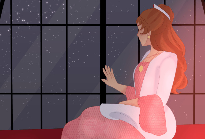 Princess Kirianna looking out the window.