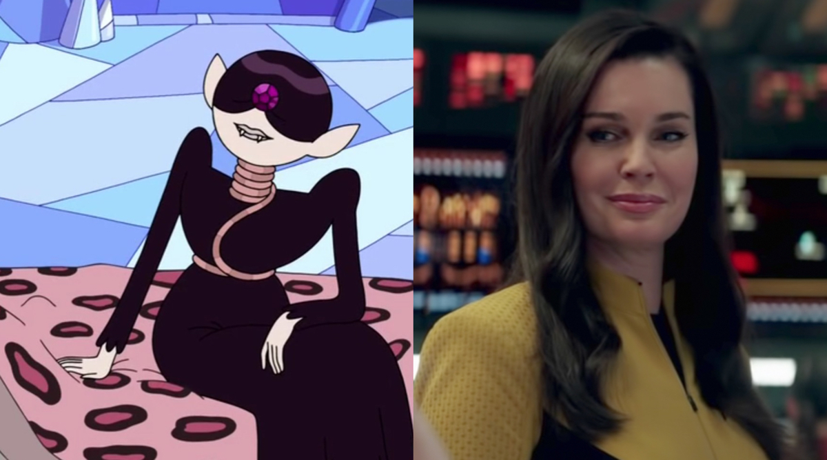 Rebecca Romijn as The Empress on Adventure Time and Number One on Star Trek.