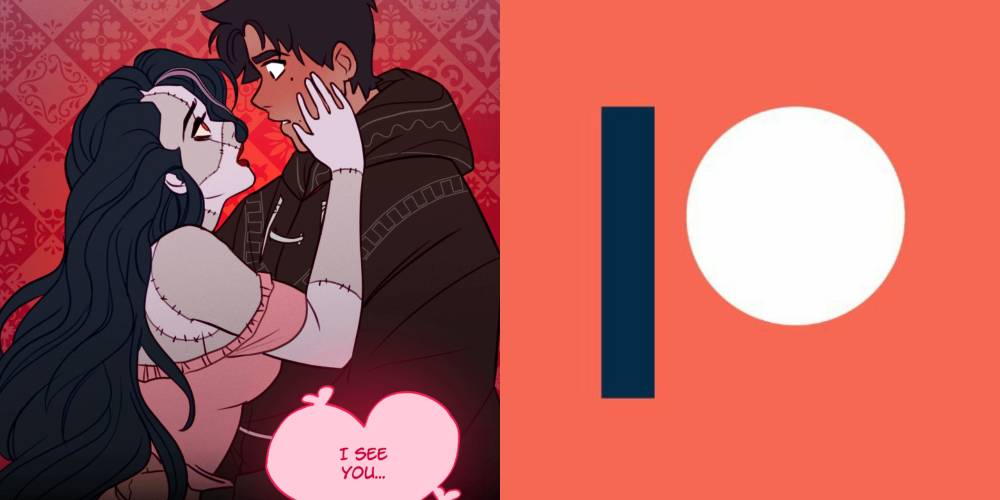 Victor and his "monster" hugging close next to the Patreon logo.
