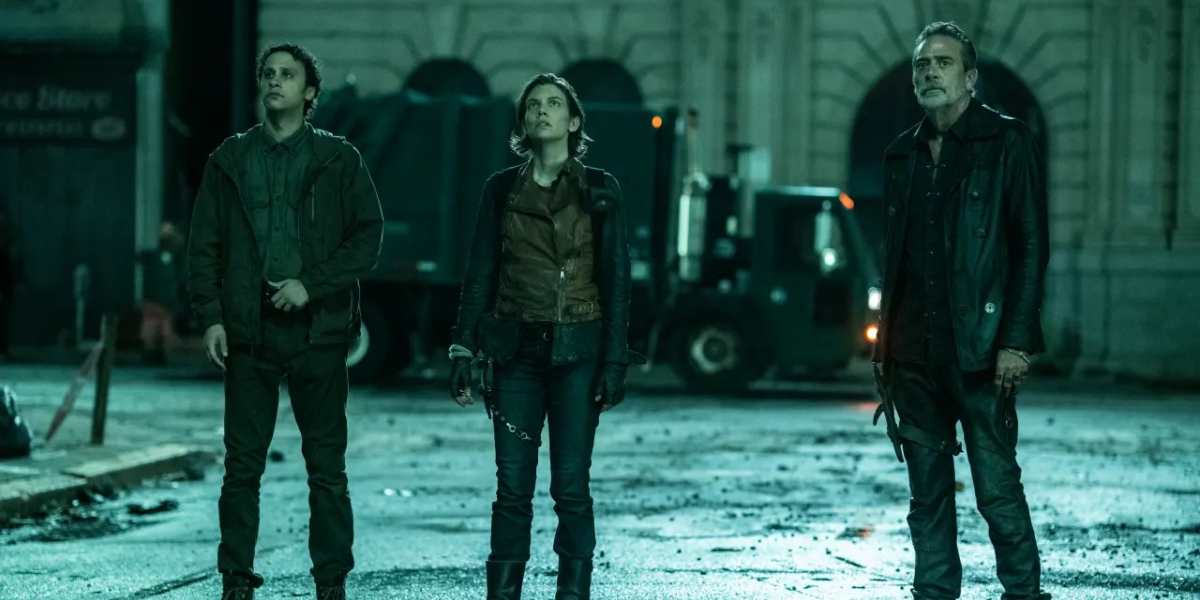 Trey Santiago-Hudson as Jano, Lauren Cohan as Maggie Rhee, Jeffrey Dean Morgan as Negan in The Walking Dead: Dead City 