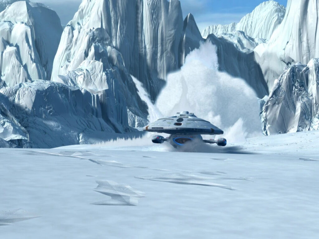 Voyager crash lands on an ice world.