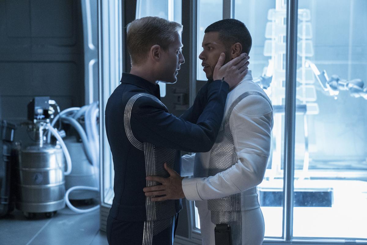 Pictured (l-r): Anthony Rapp as Lieutenant Paul Stamets; Wilson Cruz as Dr. Hugh Culber of the CBS All Access series STAR TREK: DISCOVERY.