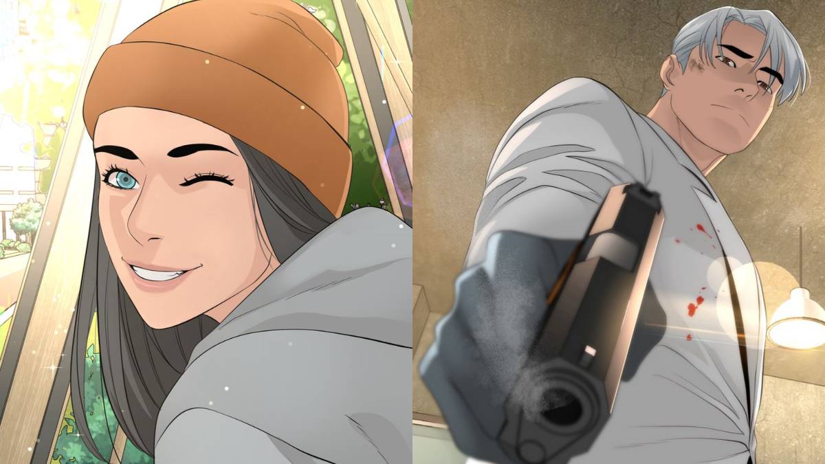 Screenshots of a girl and man with a gun from The Eagle and the Snake.