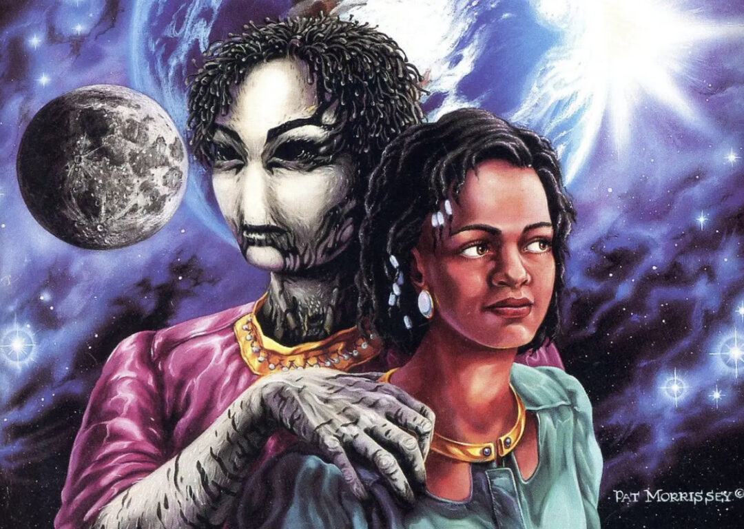 Xenogenesis by Octavia E. Butler book cover showing a young woman hugged from behind by an alien